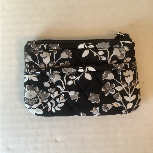 Vera Bradley Crossbody Shoulder Bag With Coin Pouch Black/White/Grey Floral - Picture 7 of 13